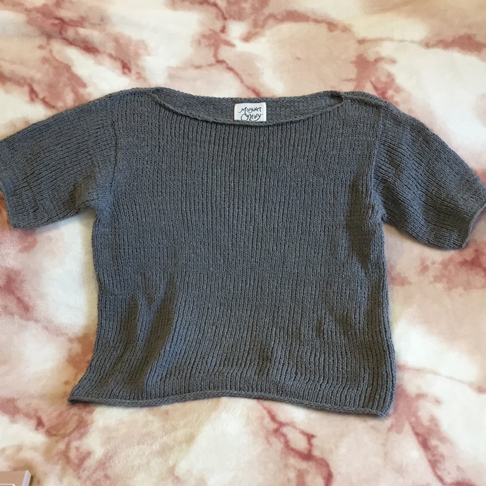Gray Course Knit Sweater Top by Margaret OLeary Dublin womens Medium. Resale